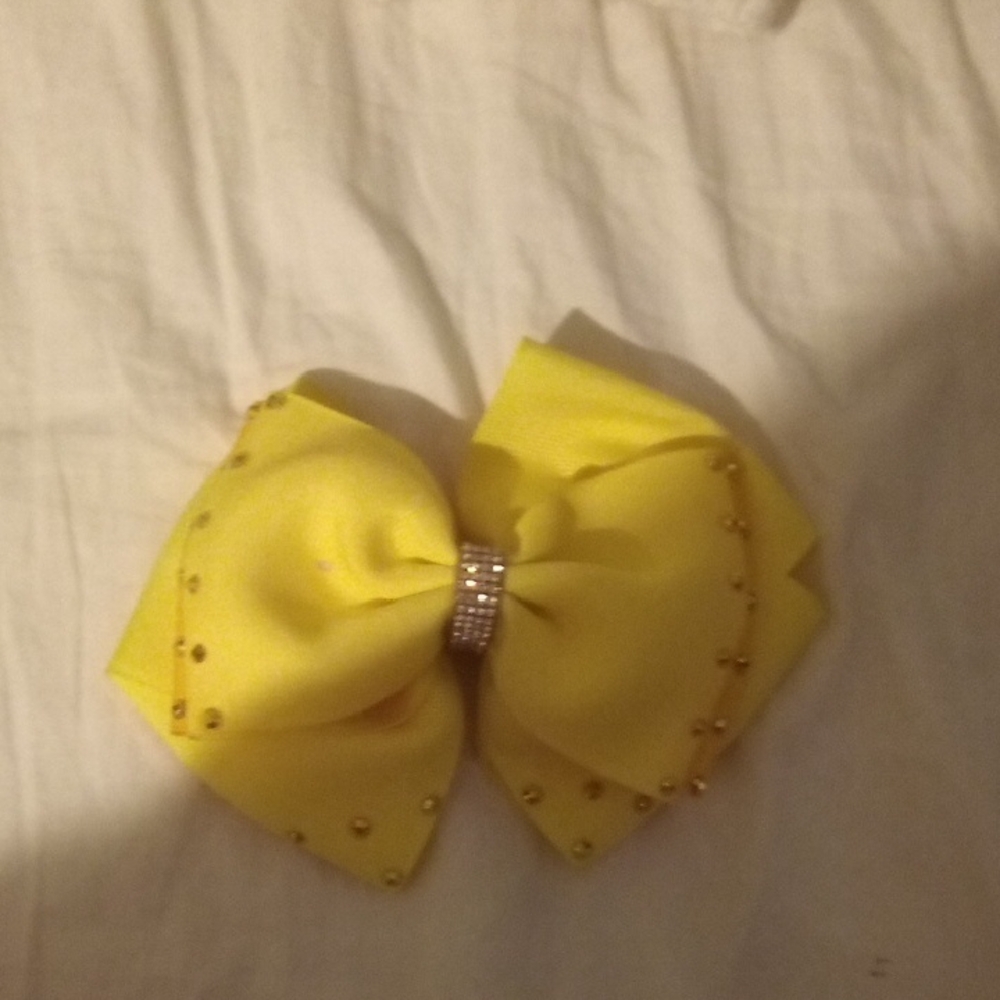 Yellow Bow Hair Clip with Gold Accents